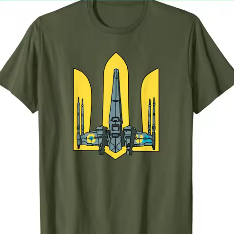 Tryzub Airplane Ukraine Army Armed Force T-Shirt S-3XL Men's 100% Cotton Casual Tshirts Loose Top Si