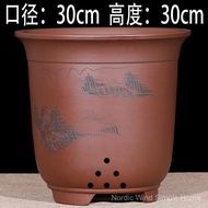 Extra-large wide-mouth purple clay pot for osmanthus tree, ceramic flower pot, happiness tree, plant