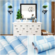 Striped Wallpaper biru Sizes 8m to 9m x 45cm