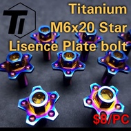 Titanium Star Lisence Plate Bolt M6x20 - Ti-Parts Yamaha  Titanium Screw Grade 5 Singapore