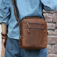 Crazy hourse type cowhide men's shoulder bag