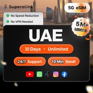 [Unlimited] Superalink UAE eSIM Unlimited Data High Speed 5GB/Day 1-5 Days | Arab / Dubai eSIM