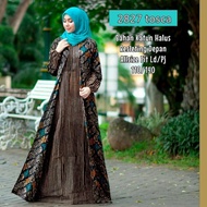 new gamis batik wanita modern kombinasi polos-gamis batik pekalongan - hijau xxl