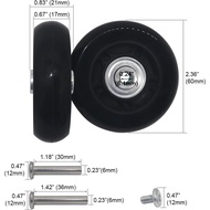 Outher Diameter 2.36 Inch Mute Wear-Resistant Luggage Suitcase Replacement Wheels Kit Wheel Diameter