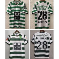 03-04 SCP Home Retro Soccer Sport Jersey Lisbon SL Football RONALDO #28 Classic Kit  Football Jersey
