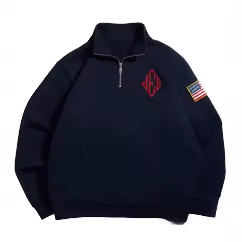 Y2K retro quarter zipper pullover hoodie JEE embroidered pattern sweatshirt American retro casual st