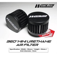 Works engineering Air filter mini 360 Oil Valve Cap Black Aluminum Cover Removable Fabric Washable