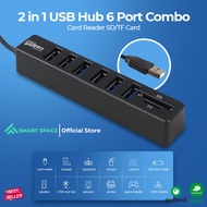 [SPCE] Card Reader 8in1 USB 2.0 USB Hub USB 2.0 MicroSD SD TF Card - CB220602 - Black Makassar