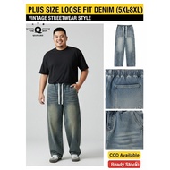 [5XL-8XL] Plus Size Jeans for Men Stretchable Wide Leg Baggy Jeans Casual Denim Unisex Pants
