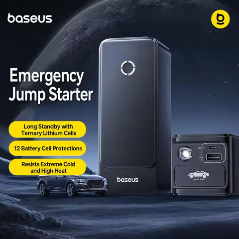 Baseus Car Jump Starter, Vehicle Battery Booster, Outdoor Emergency Charger, 6000mAh Large‑Capacity,