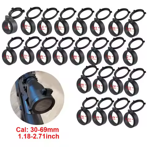30-69mm Diameter Quick Flip Up Transparent Hunting Scope Lens Cover, Protective Eyepiece Shield for 