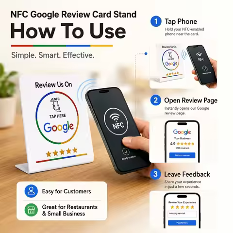 1/5PCS Google Review NFC Card Stand NTAG215 One Tap Feedback Display Black White Table Sign for Shop