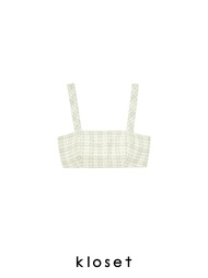 KLOSET Woven Crop Top (PS22-T001) เสื้อครอปสายเดี่ยว ผ้าทวีต