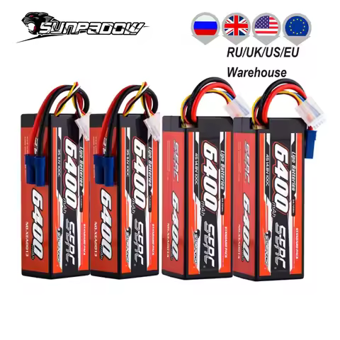 SUNPADOW 2S 3S 4S Lipo Battery for 6400mAh 7.4V 11.1 EC5 Plug 100C for RC Car Plane DJI Truck Tank B