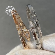 Snake-Shaped Bracelet Female Snake Head Alloy Rose Gold Three Diamond Ring Glossy Inlaid Light Luxur