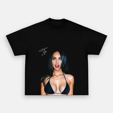 Summer 2026 Fashion New O-Neck Oversized Short Sleeve Unisex Fashion Tshirt Megan Fox Signature Port