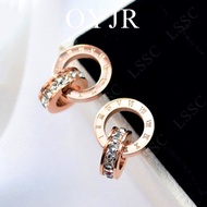 OYJR 18k vàng bướm titan bông tai không gỉ Hoa tai hình trái tim nữ phong cách Hàn Quốc đồ trang sức