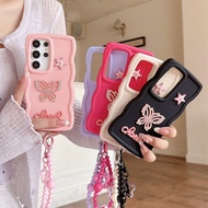 for Samsung S25 Ultra S24 S23 Plus S22 S21 S20 Fe F55 F15 F14 Soft Fashion Diamond Butterfly with La