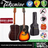 Takamine GD51-BSB Dreadnought Cutaway Solid Spruce Top Acoustic Guitar with Bag - Brown Sunburst (GD