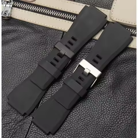 Premium Quality Soft Dust-free Silicone Watchbands for Bell Ross BR01 BR03 Series Waterproof Breatha