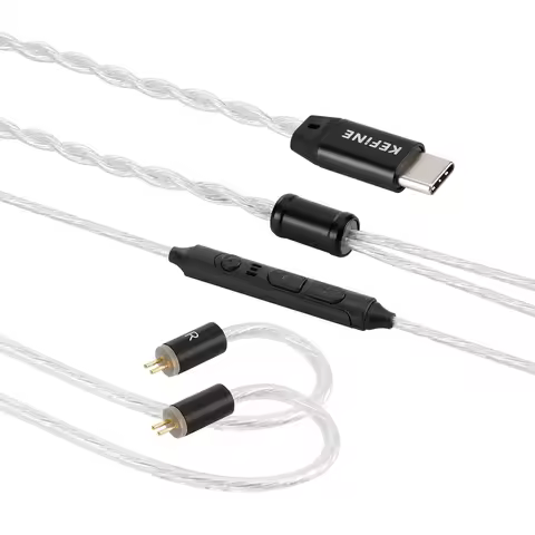 Kefine Silver Plated Detachable Cable for Klean HiFi Wired Earphone Type C USB with Mic And Volume C