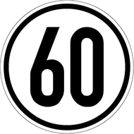 Speed Sticker Film km/h Speed Sign Diameter 20 cm (60 km/h)