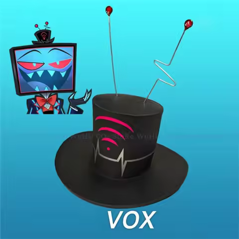Hazbin Cosplay Hotel Vox Cosplay Hat Vox Black Hat With Antenna Women Men Halloween Carnival Christm