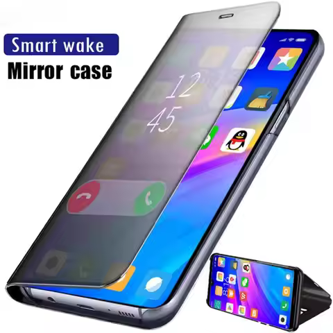 A17 A16 Case Smart Mirror Leather Etui For Samsung Galaxy S26 S23 S22 Ultra Plus A13 A06 A33 A53 A73