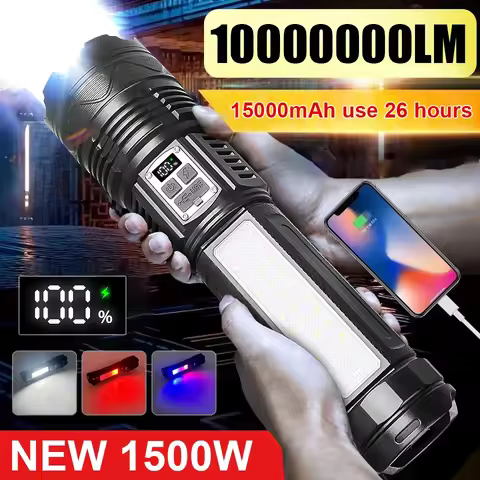 NEW 1000000LM High Power Led Flashlights Built-in Battery 15000mah Tactical Flashlight Emergency Spo