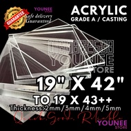 19 X 42 inches to 45++ inches acrylic sheet with 2mm, 3mm 4mm and 5mm / transparent akrilik