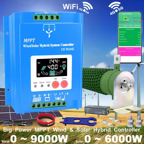 6000W 4kw Double MPPT Wind Energy Hybrid System Charge Solar Controller 12v 24v 48v Auto Regulator H