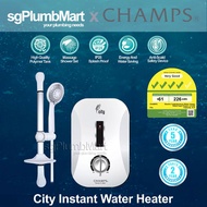 Champs x sgPlumbMart City White Electric Instant Water Heater With Shower Set