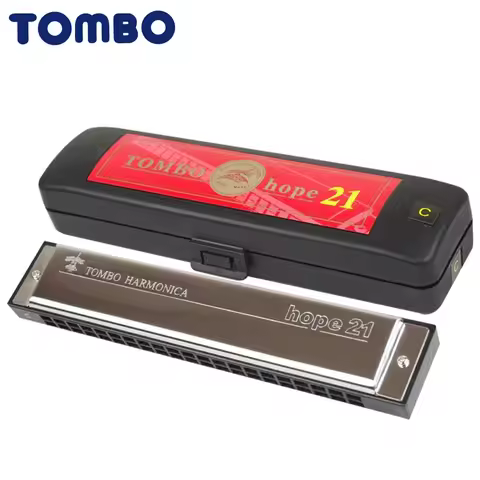Tombo 6621 Hope 21 Tremolo Harmonica 21 Holes Brass Reeds Blues Harp Mouth Organ Key C Notes ABS Woo