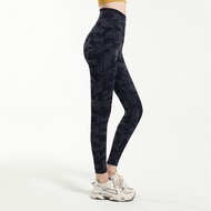 alo yoga กางเกงฟิตเนสยกสะโพกเอวสูงของแท้กางเกงรัดรูปกีฬาลายพรางสำหรับผู้หญิงกางเกงโยคะฝึกวิ่งฤดูใบไม