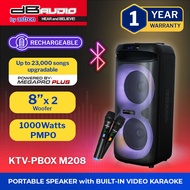 DB Audio By Astron KTV-PBOX M208 Rechargeable Portable Speaker with Built-in Video Karaoke | 8" x 2 