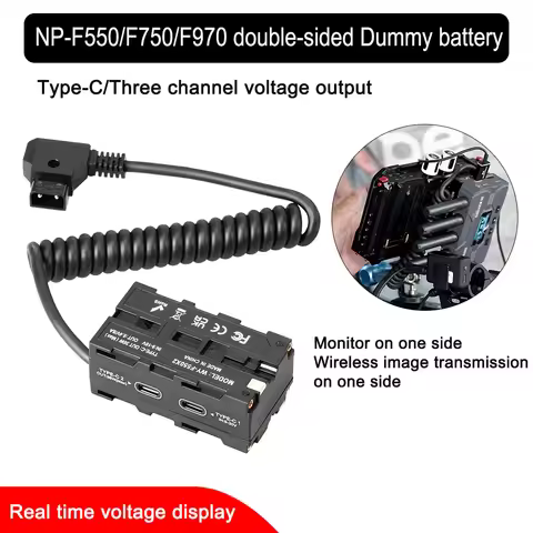 FOTGA Dummy Battery D-TAP to NP-F550/750/970 Double-sided Dummy Battery For Monitor Wireless Image T