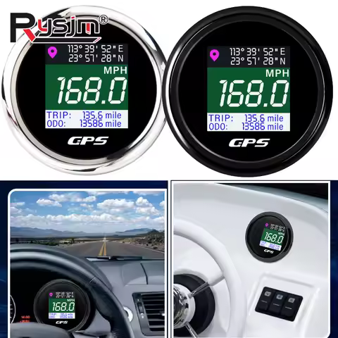Waterproof Car Boat 52mm Digital GPS Speedometer TFT Screen With ODO Trip Kmh MPH Knots Speed Meter 