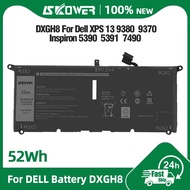 SKOWER DXGH8 Battery for Dell XPS 13 9370 9380 7390 inspiron 7490 Vostro 5390 5391 HK6N5 Latitude 33