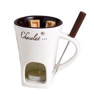 【Buy&ampNow】 Fondue Mug Set Chocolate Cheese Milk Cream Making Set Single Butter Melter Baking Cup C