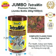TetraMIN Premium Flakes JUMBO BOTTLE 200g/1000ml For All Tropical Fish Food(ff) Tetra Min Goldfish D