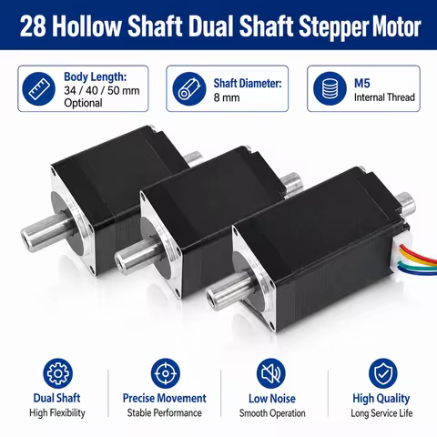 NEMA11 28HK34 28HK40 28HK50 28 Hollow Dual Axis Stepper Motor Vacuum Suction Nozzle Hollow Shaft Sui
