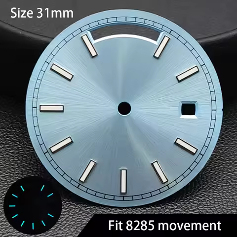 High Quality 31mm Dial Fit for Miyota 8285 Day Date Watch Modified Calendar Week Display Feature Blu