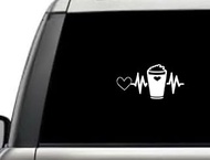 Coffee Heart Line Motivational Relationship Morning Quote Window Laptop Vinyl Decal Decor Mirror Wall Bathroom Bumper Stickers for Car 5.5” Inch