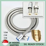 【SG READY STOCK】1.5/2/3M 304 Stainless Steel Shower Hose Toilet Spray Hose Shower Water Hose Shower Head Hose Extension Plumbing Pipe Bidet Spray Hose Bathroom Accessorie