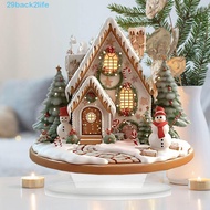 BACK2LIFE Christmas Snow House Statue, 2D Acrylic Xmas Magic House Figurine, Creative Cartoon Wear R
