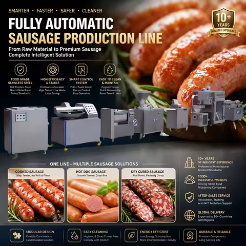Automatic Fully Automatic Chorizo Jamon Iberico Production Line Industrial SUS304 Sausage Processing