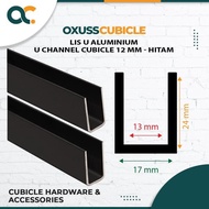 Lis U Profil Aluminium U Channel Cubicle 12Mm 1,85M - Hitam