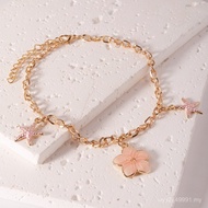 ICIC Hot-selling Alloy Bracelet Female Pink Flower Bracelet Niche Bracelet Bracelet Same Style