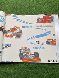 Wallpaper Dinding Anak Motif 3D Animasi Mobil Balap Formula F1 Colour Full