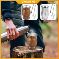 8oz Yerba Mate Cup Stainless Steel Mate Tea Cup Set with Straw Brush Straw Spoon Flat Straw and Lid 